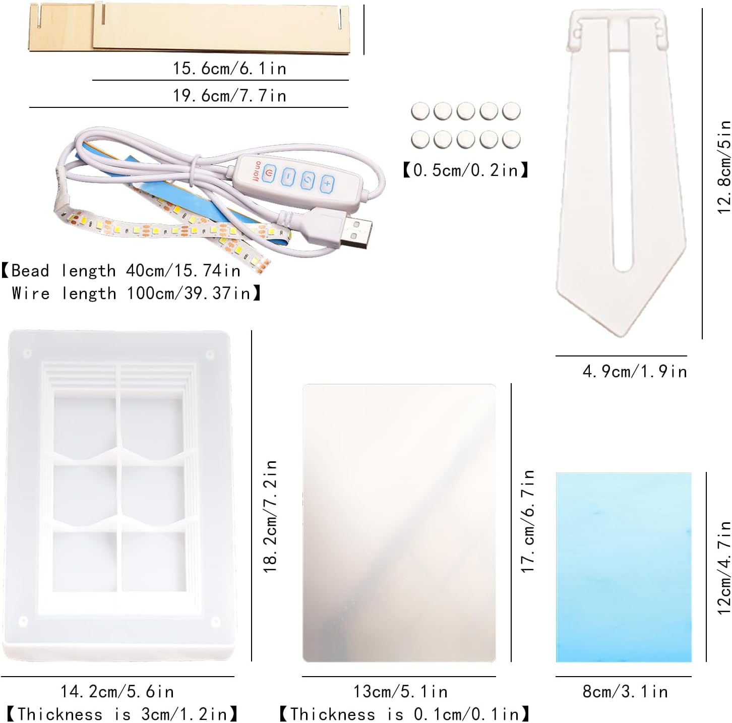 BOSOIRSOU 19 pcs Luminous Photo Frame Resin Casting Mold Set, Rectangle Picture Frame Silicone Molds Epoxy Resin Mould Personalized Photo Mold for DIY Crafts Home Table Crafts Decor Handmade Gifts