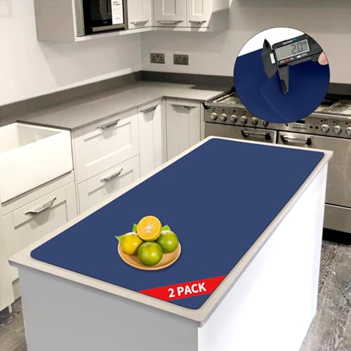 Large Silicone Mats for Kitchen Counter, Heat Resistant Mat for Kitchen Island Countertop Protector Mat, Non-Slip Extra Large Counter Placemat Baking Mat,2Pack