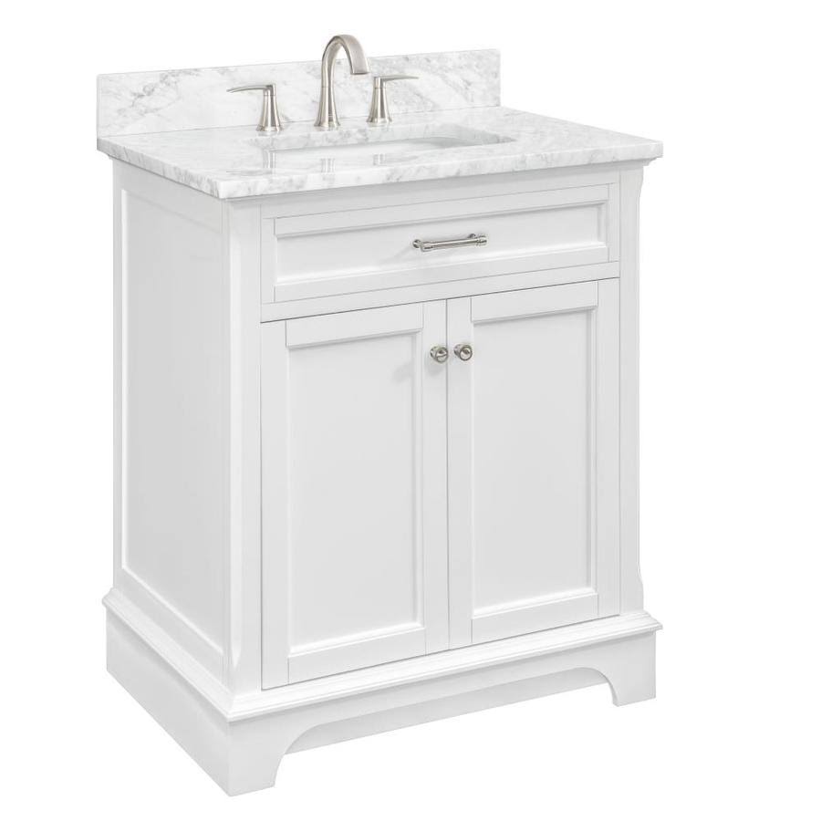 Allen + Roth Roveland 30-in White Undermount Single Sink Bathroom Vanity with Natural Carrara Marble Top | 2026VA-30-201-900
