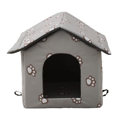 Outdoor Cat House, Cat Houses for Outdoor Cats, Weatherproof Warm and Insulated Cat House with Transparent Curtain Pet House, Stray Cats Shelter (Black,Small-Houses)