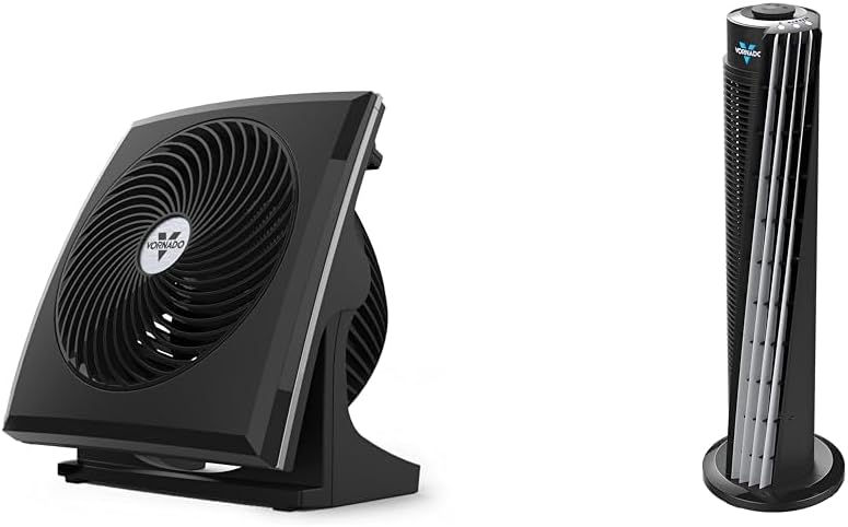 Vornado 573T Whole Room Air Circulator Fan and 143 Whole Room Air Circulator Tower Fan with Remote Control and Timer