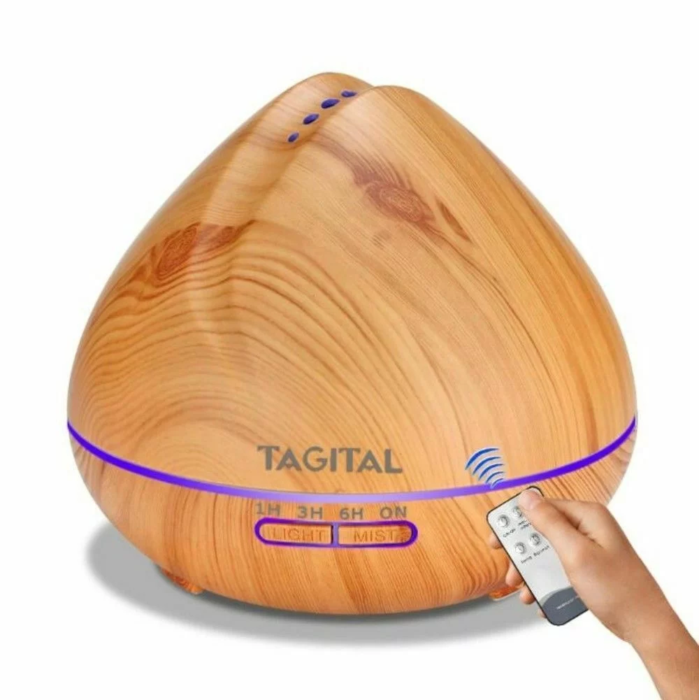 Tagital 550ml Aroma Essential Oil Diffuser, Wood Grain Ultrasonic Cool Mist Humidifier for Office Home Bedroom Living Room Study Yoga Spa
