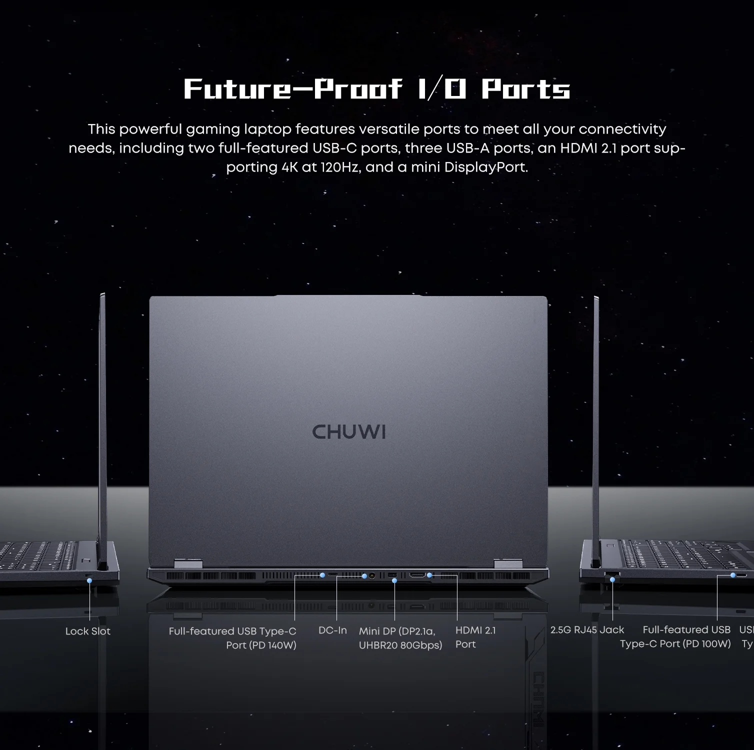 CHUWI 2025 GameBook AMD Ryzen 9 9955HX 16" Gaming Laptop,RTX-5070Ti Laptop GPU Notebook, Backlit Keyboard Computer,,32GB DDR5, 1TB Gen4 , WiFi6E ,BT5.2, Windows 11 Pro