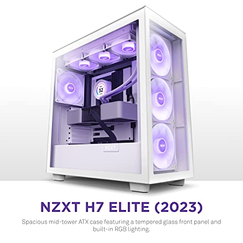 NZXT H7 Elite - CM-H71EB-02 - ATX Mid Tower PC Gaming Case - Front I/O USB Type-C Port - Quick-Release Tempered Glass Side Panel - Black (2023)