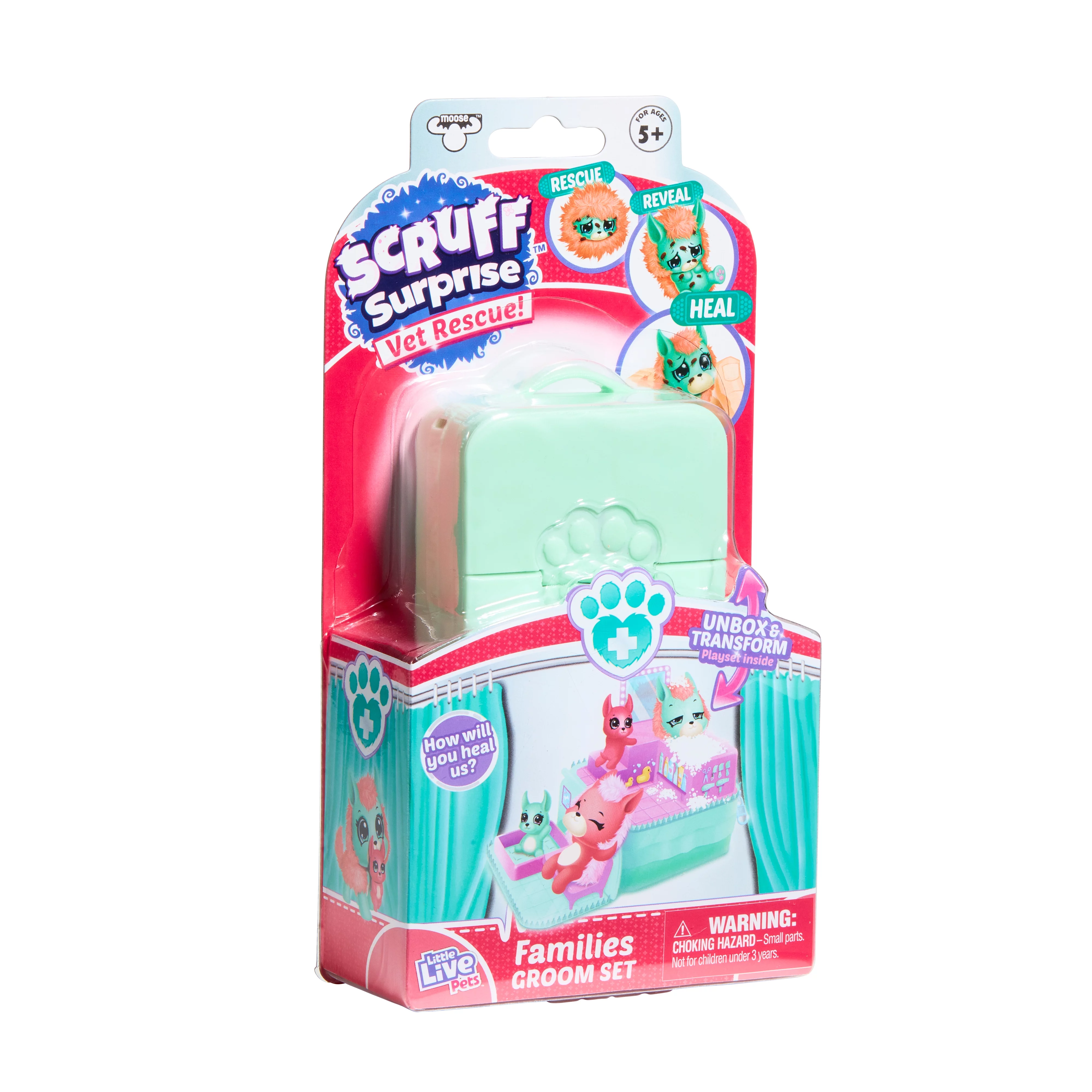 Little Live Pets Scruff Surprise Vet Rescue, Groom Set with Dog Family