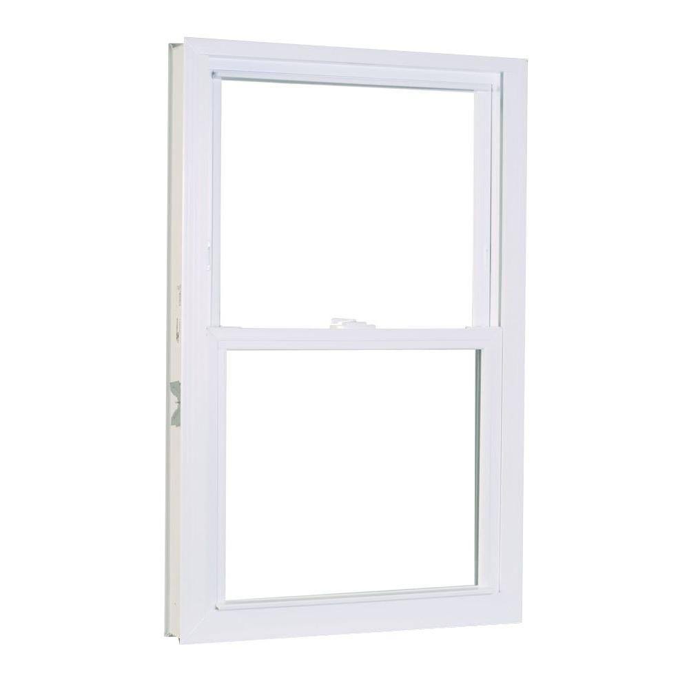 American Craftsman 23.75 in. x 35.25 in. 50 Series Double Hung Buck Obscure Vinyl Window - White 2436512O