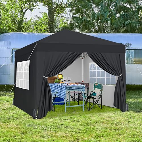 Yaheetech 10x10 Pop Up Canopy with 4 Removable Sidewalls, Portable Enclosed Instant Tent, Waterproof Outdoor Tent, Beach Sun Shelter with 4 Sandbags, 12 Stakes & 4 Ropes, White