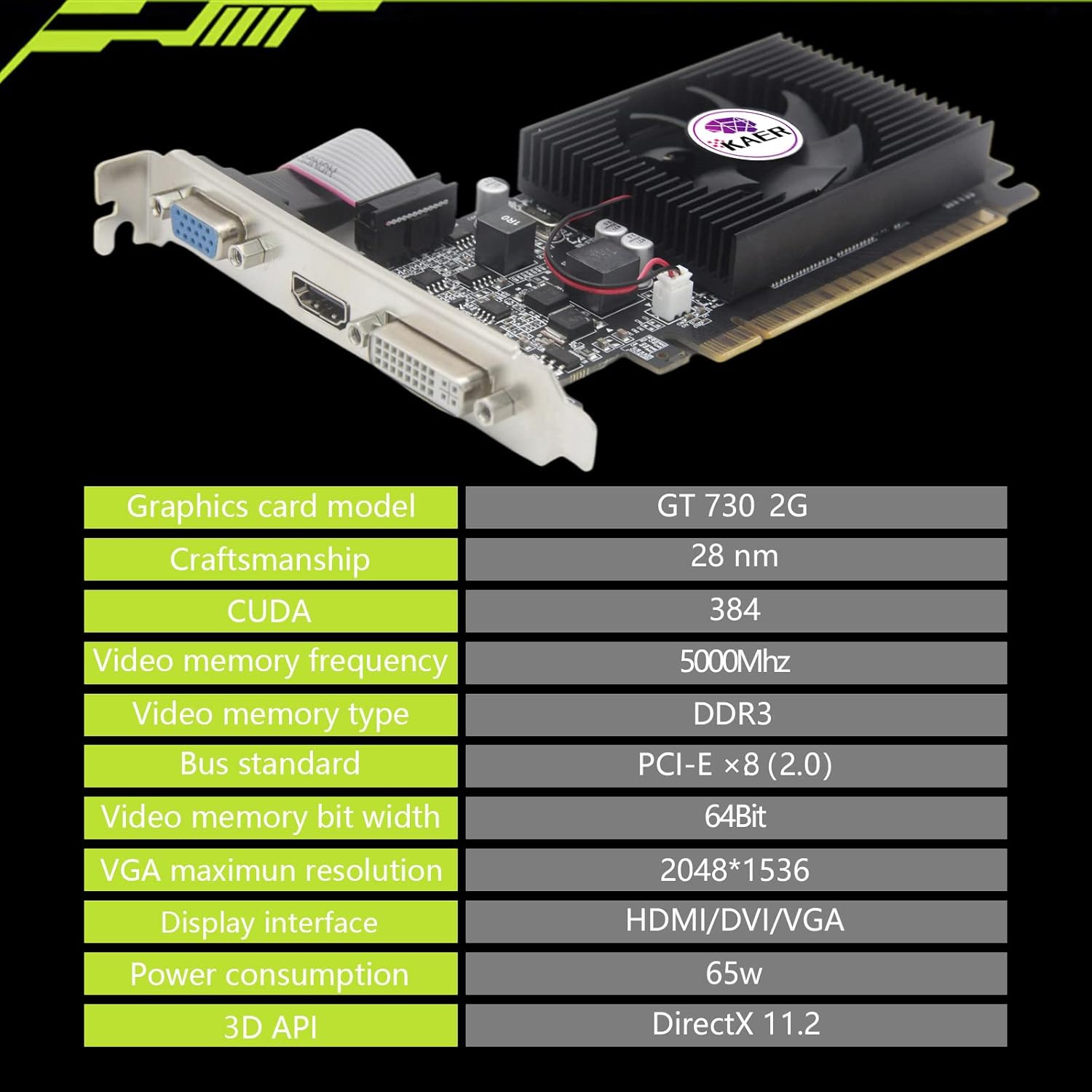 KAER AMD Radeon RX 550 Computer Graphics Card 4GB, GDDR5, 128 Bit, DirectX 12, PCI Express 3.0, DP HDMI DVI-D, Desktop Gaming Video Card, Computer GPU