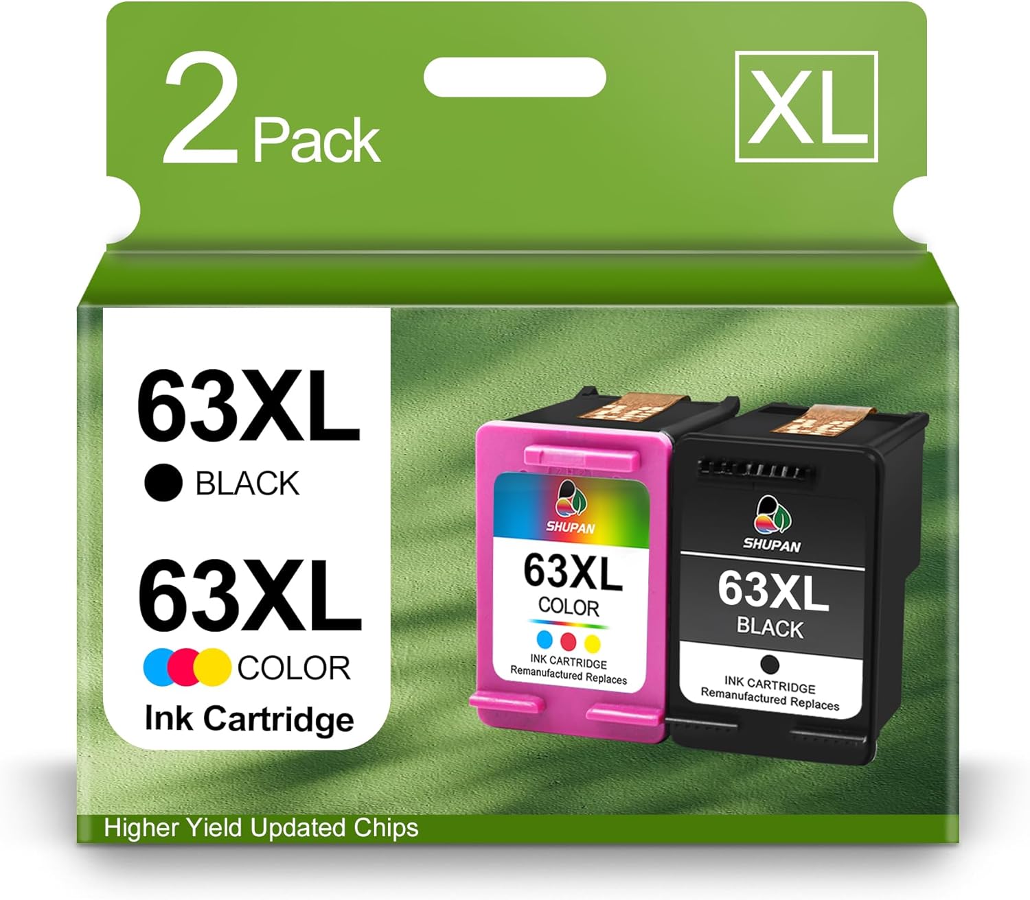 63XL Ink Cartridge Combo Pack Remanufactured for HP 63 63XL Black and Color for HP Officejet 3830 4650 5255 5258 5200 4652 4655 Envy 4520 4512 DeskJet 2130 2132 Printer (Black and Tri-Color)