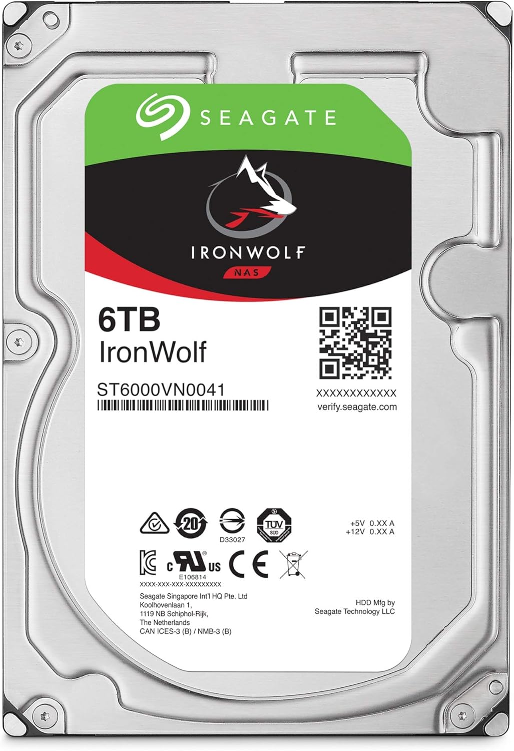 Seagate IronWolf 6TB NAS Internal Hard Drive HDD – 3.5 Inch SATA 6Gb/s 7200 RPM 256MB Cache for RAID Network Attached Storage (ST6000VN0033)