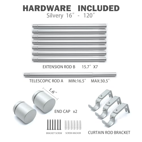 Curtain Rods for Windows 16 to 48 Inches, Adjustable Curtain Rod, 1 Inch Diameter Window Curtain Rod with Aluminium End Cap, Heavy Duty Sturdy Drapery Rods, Golden