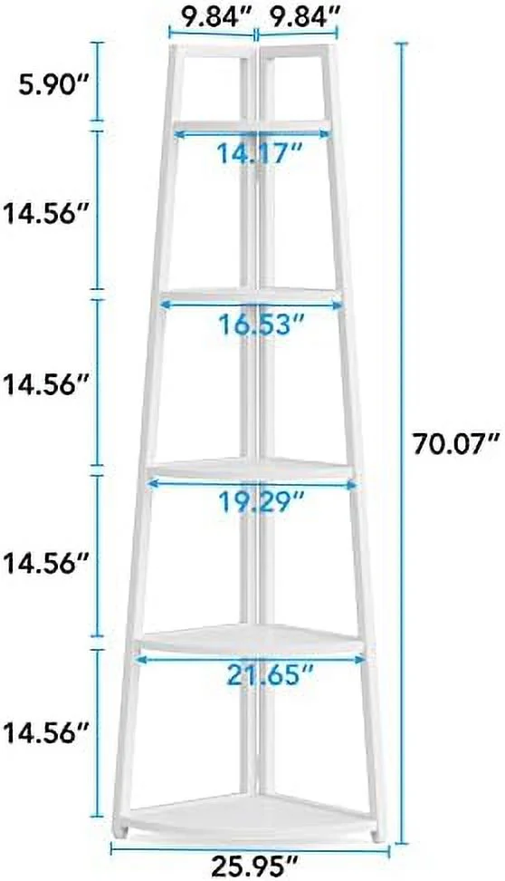 TJCGDTY 70 inch Tall Corner   5 Tier Corner Bookshelf Bookcase Modern Corner Ladder  Plant Stand for Living Room  Kitchen  Home Office (Gold) - Curated Treasures Market