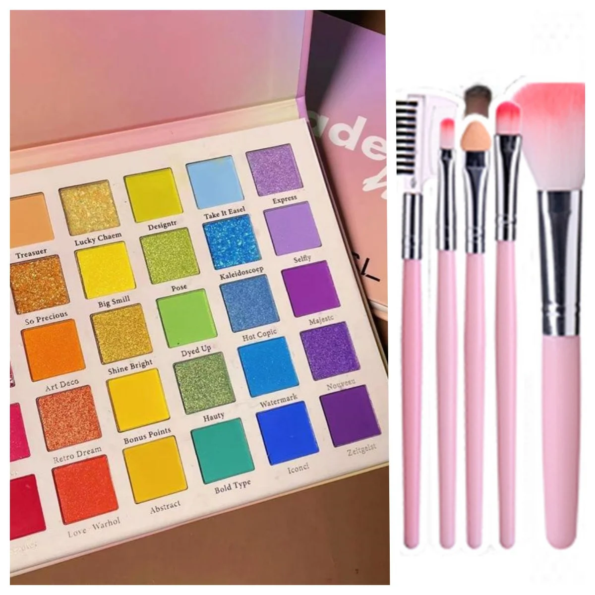 Eyeshadow Palette 30 Pigmented Matte Shimmer Eye Shadow Makeup Palette Glitter Long Lasting(Rainbow + 5 brushes)