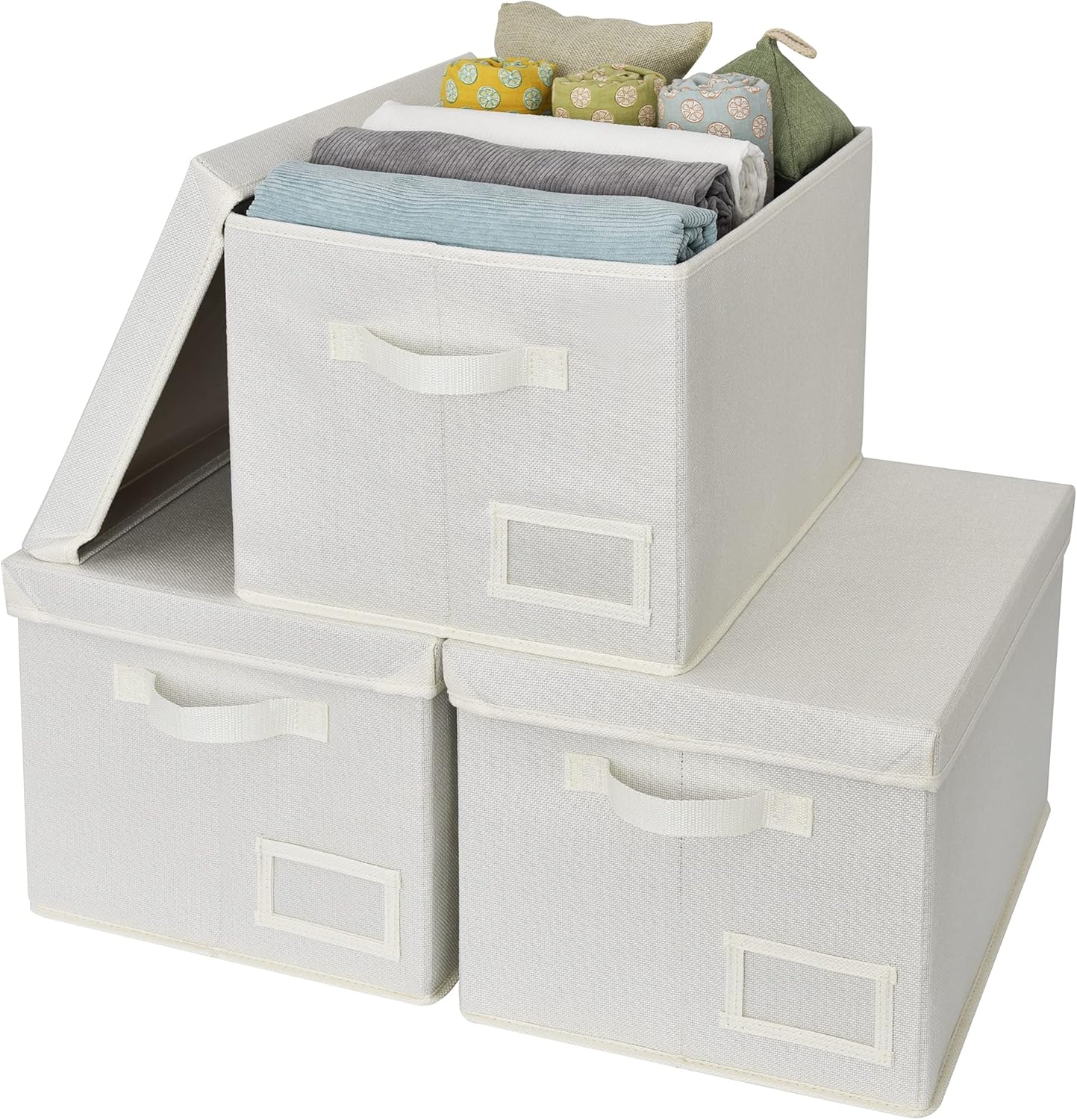 GRANNY SAYS Bundle of 3-Pack Cloth Storage Bins & 1-Pack Hanging Closet Organizer