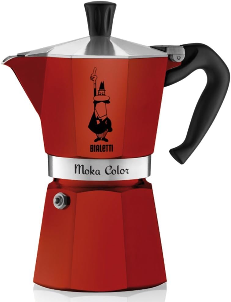 Bialetti Moka Color Espresso Coffee Maker (6 Cups, Bordeaux)