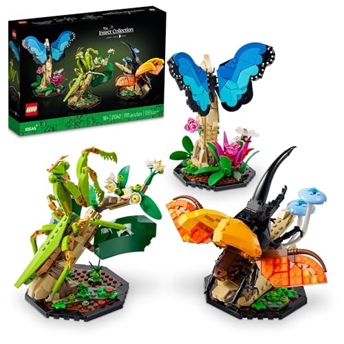 LEGO Ideas The Insect Collection, Fun Gift for Nature Lovers, with Life-Size Blue Morpho Butterfly, Hercules Beetle and Chinese Mantis Display Models, Bug Building Set and Nature D&eacute;cor, 21342