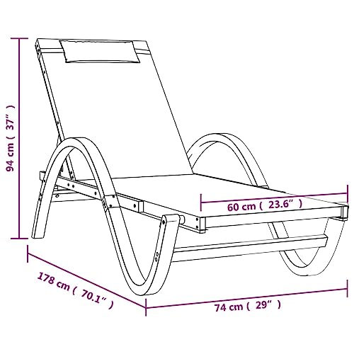 Sun Lounger with Pillow White Textilene and Solid Wood Poplar,Luxurious Patio Sun Lounger Adjustable Reclining Backrest for Optimal Comfort Textilene and Poplar Wood, 1