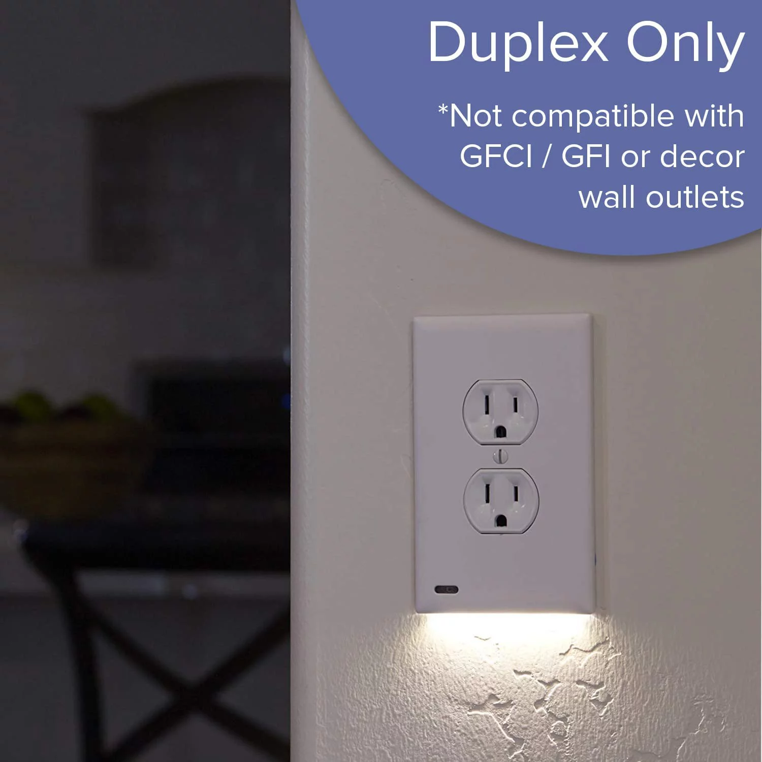 1 Pack - SnapPower GuideLight 2 for Outlets [New Version - LED Light Bar] - Night Light - Electrical Outlet Wall Plate With LED Night Lights - Automatic On/Off Sensor - (Duplex, White)