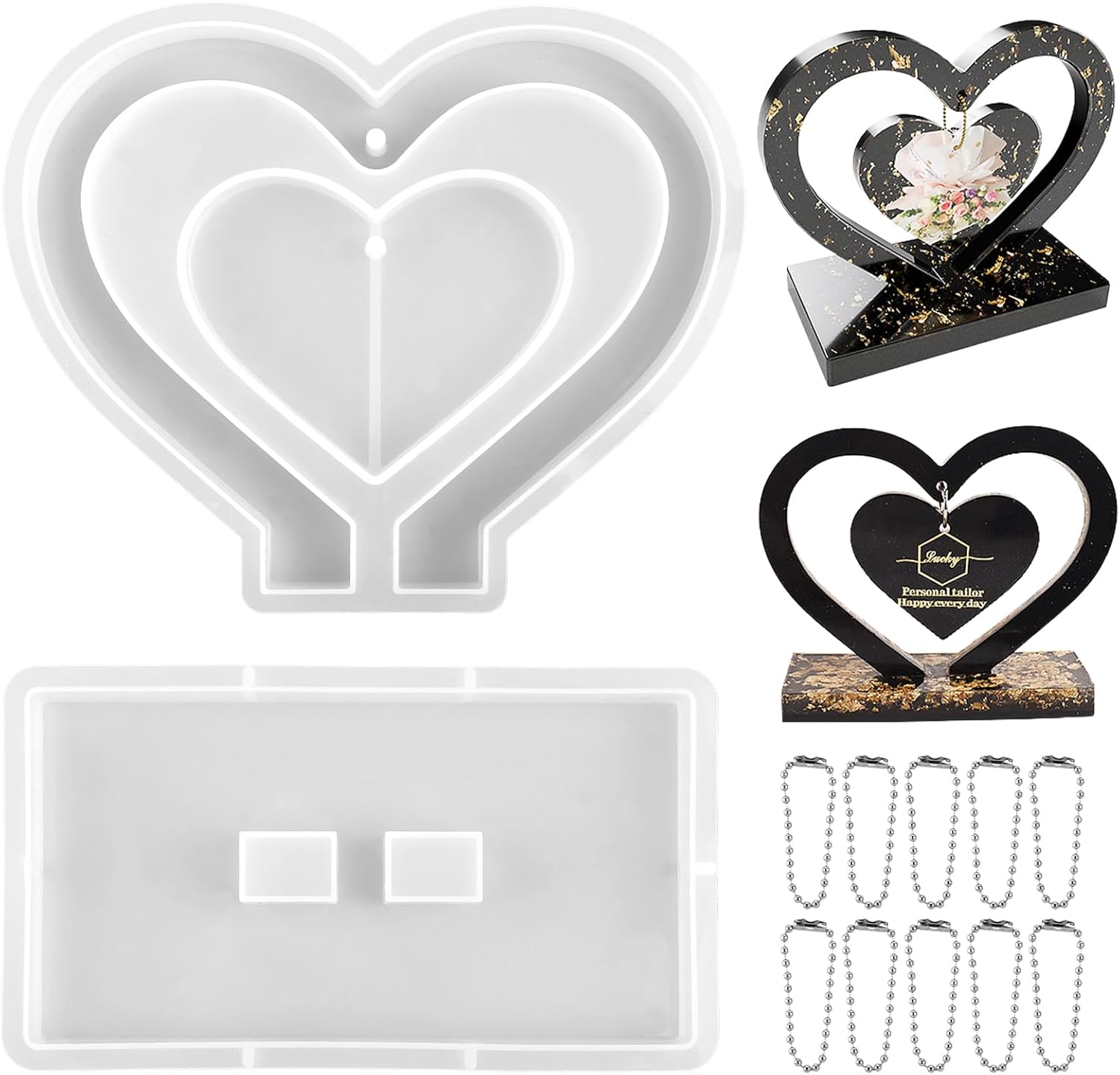 Large Photo Frame Resin Molds, Heart Shape Silicone Mold for Photo Frames Making, DIY Picture Frame Display Unique Mold for Resin Casting Art Crafts Table Home Decor Gift