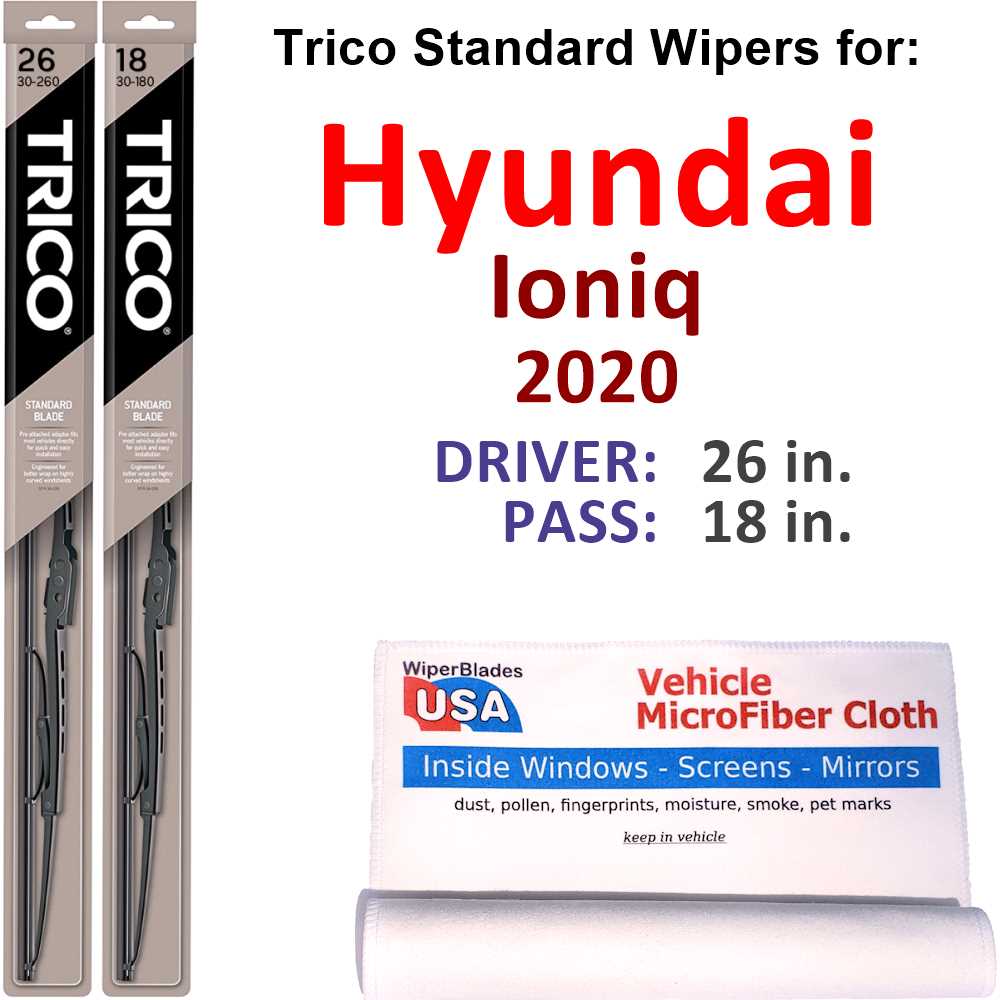 Wiper Blades (Set of 2) compatible with 2020 Hyundai Ioniq