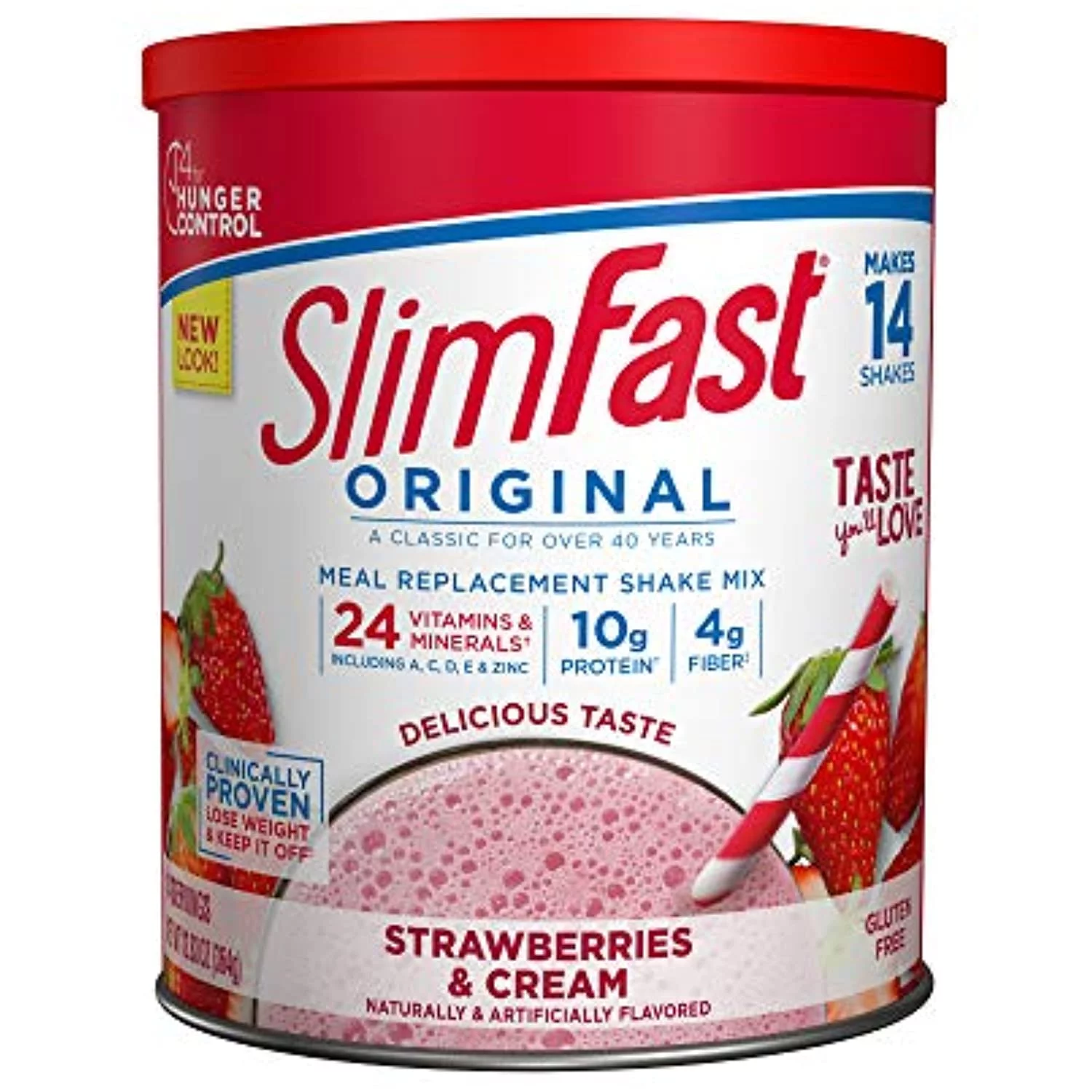 Slimfast Meal Replacement Powder, Original Strawberries & Cream, Weight Loss Shake Mix, 10G Of Protein, 14 Servings
