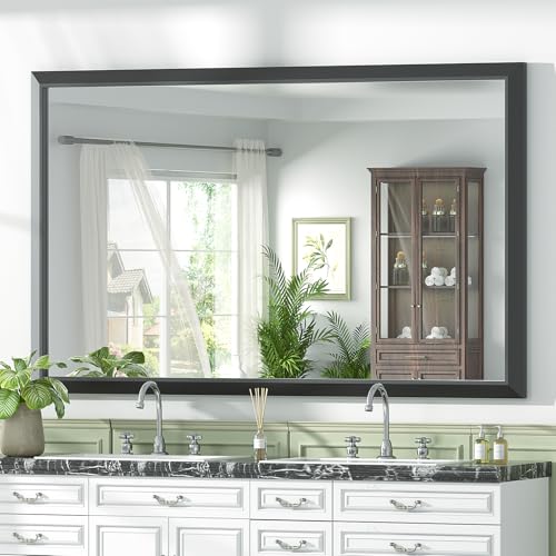 Black Vanity Mirror, 20x24 Inch Large Black Wall Mirror, Modern Wall-Mounted Mirror for Living Room, Bedroom, Bathroom, Mantel, Hallways (Horizontally or Vertically)