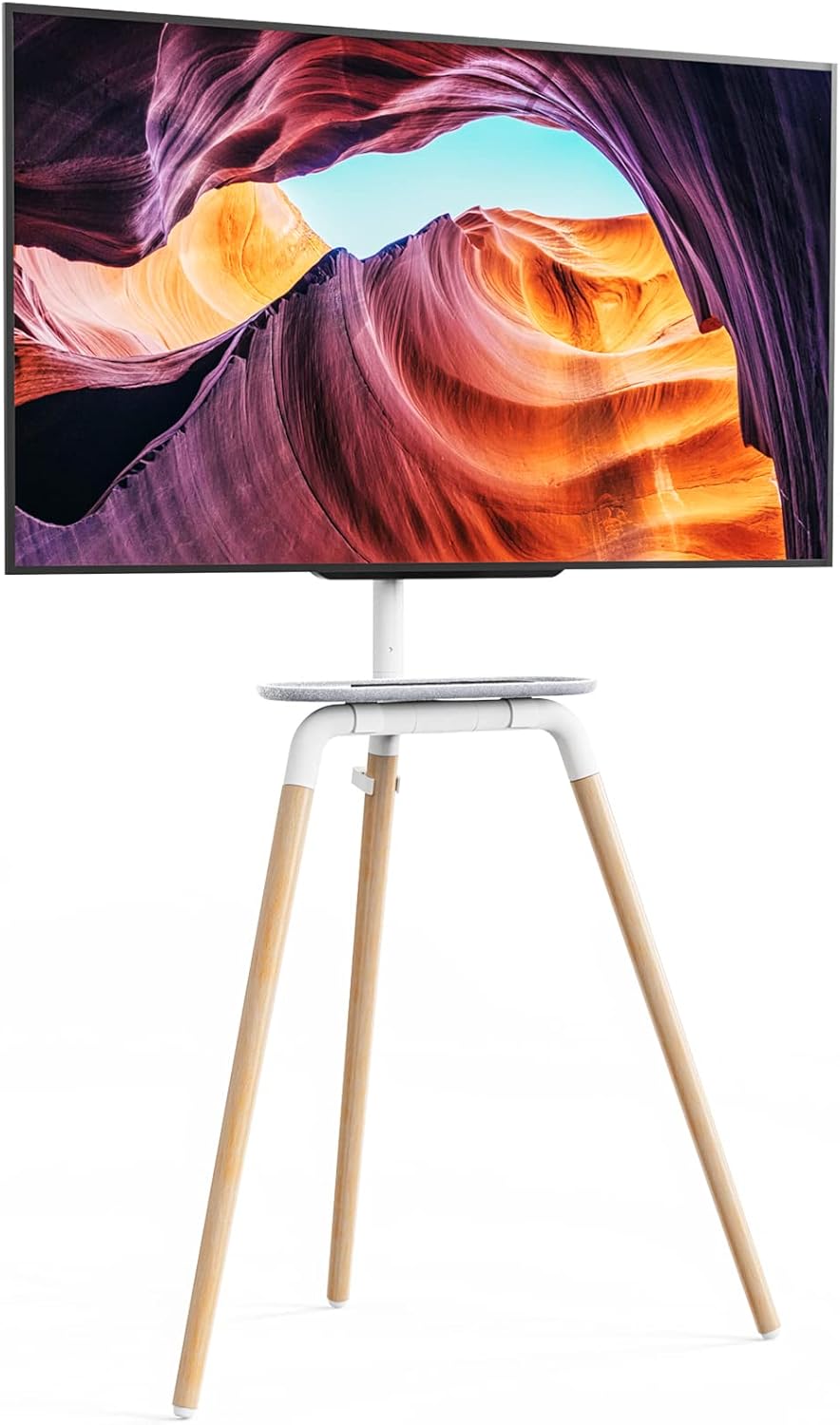 Artistic Easel Tripod TV Floor Stand for 45 to 65 Inch LED LCD Screen, PUTORSEN Portable Studio TV Display Stand, Adjustable TV Studio Mount with VESA 600x400mm, Holds up to 100lbs, White