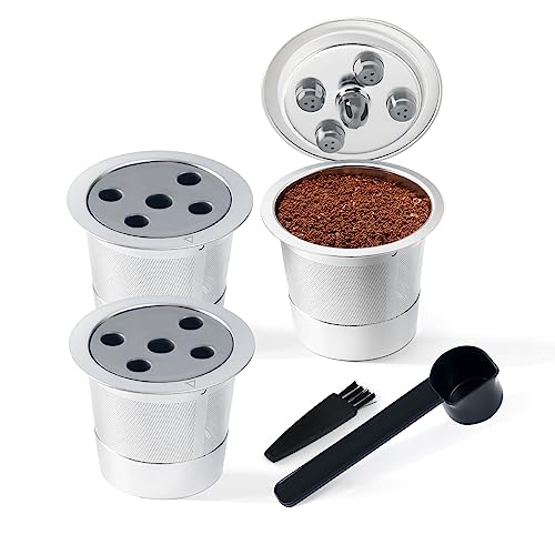 Stainless Steel Reusable K Cups For Keurig K Supreme & K Supreme Plus, BENFUCHEN Refillable Five Holes K-Cups Reusable Steel Coffee Filter Pods For K eurig K Supreme Plus Coffee Maker