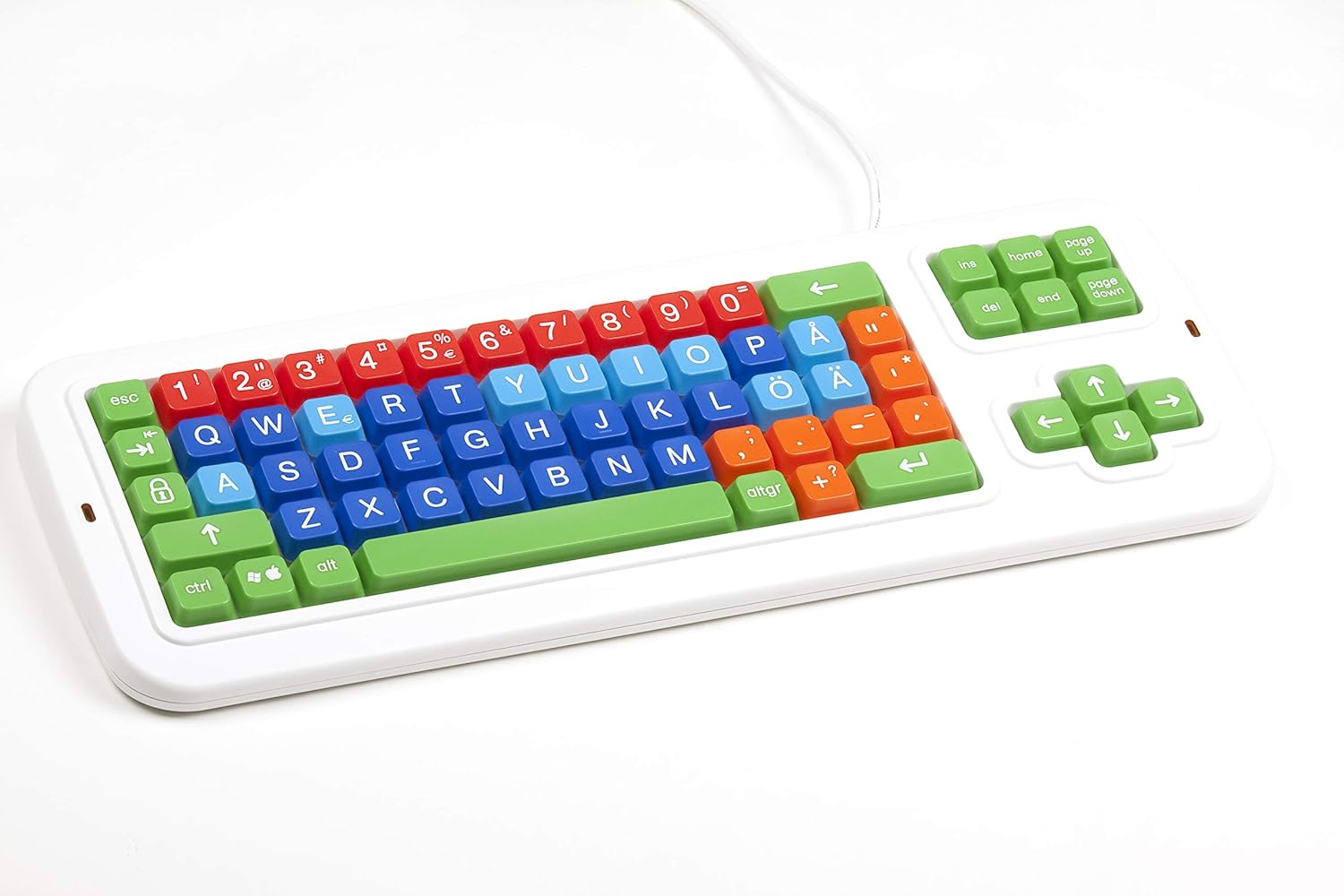 Clevy Swedish Color Coded Computer Keyboard with White Uppercase Lettering - 102690