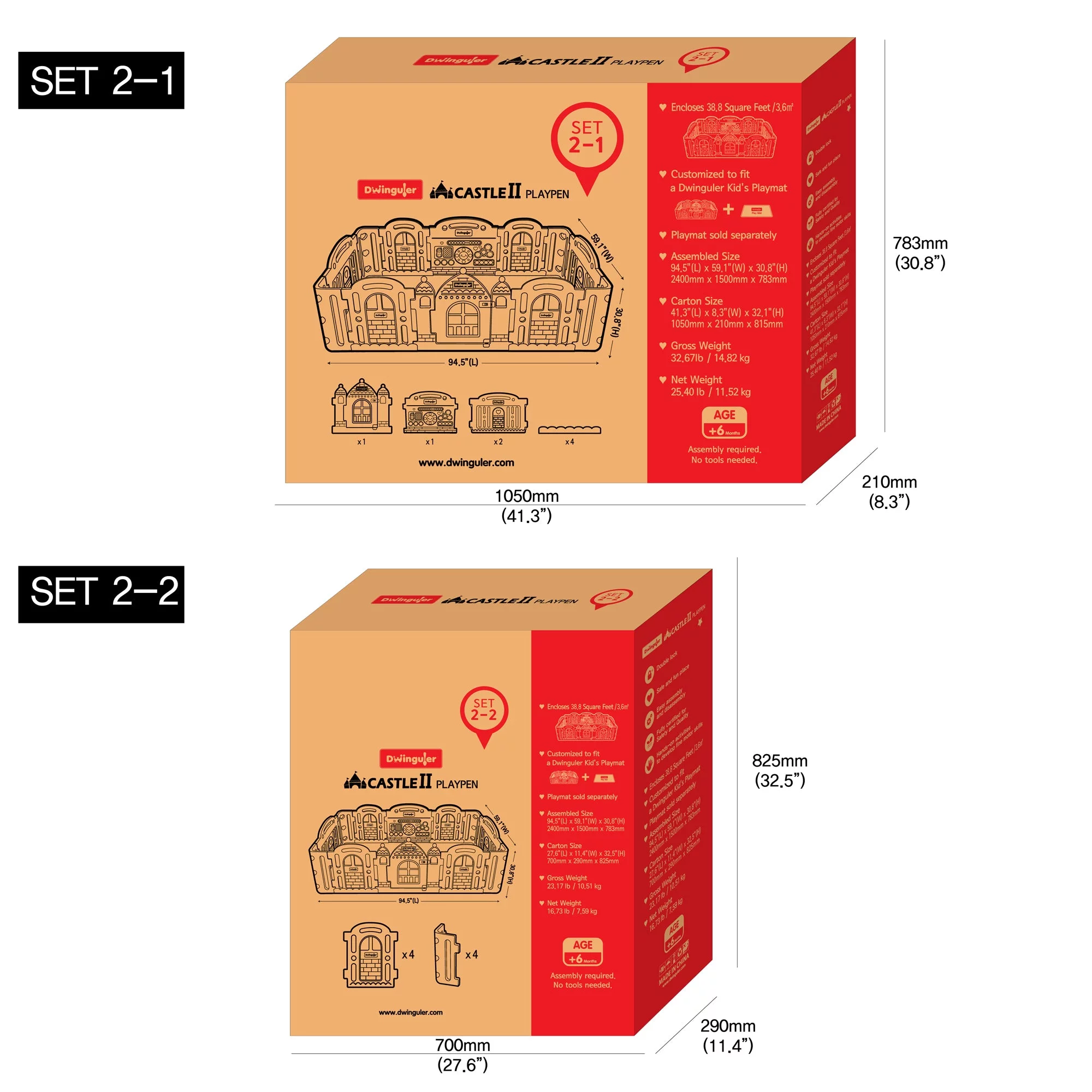 Dwinguler Castle Playpen Safety Gate