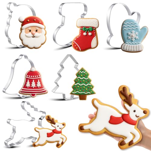 6 Pcs Large Christmas Cookie Cutters 8