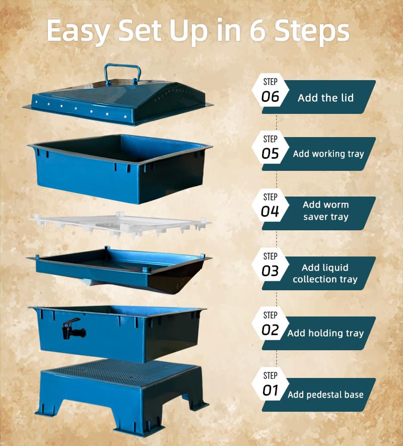 5-Tray Worm Compost Bin, Dark Green with Free Worm-Saver Tray