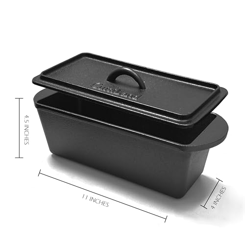 Cuisiland Rectangular Cast Iron Bread Loaf Pan, Heavy Duty 11x4.75x4,25