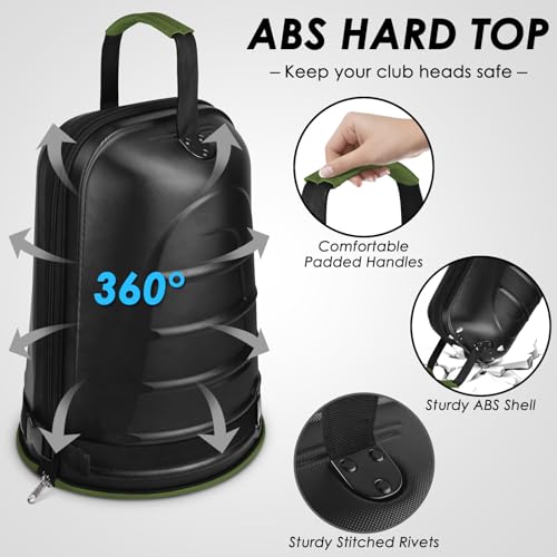 BROTOU Golf Travel Bags for Airlines with Tank Wheels and ABS Hard Shell Top Golf Club Travel Case Waterproof Oxford Fabric Protect Golf Clubs Large Capacity and Easy to Maneuver