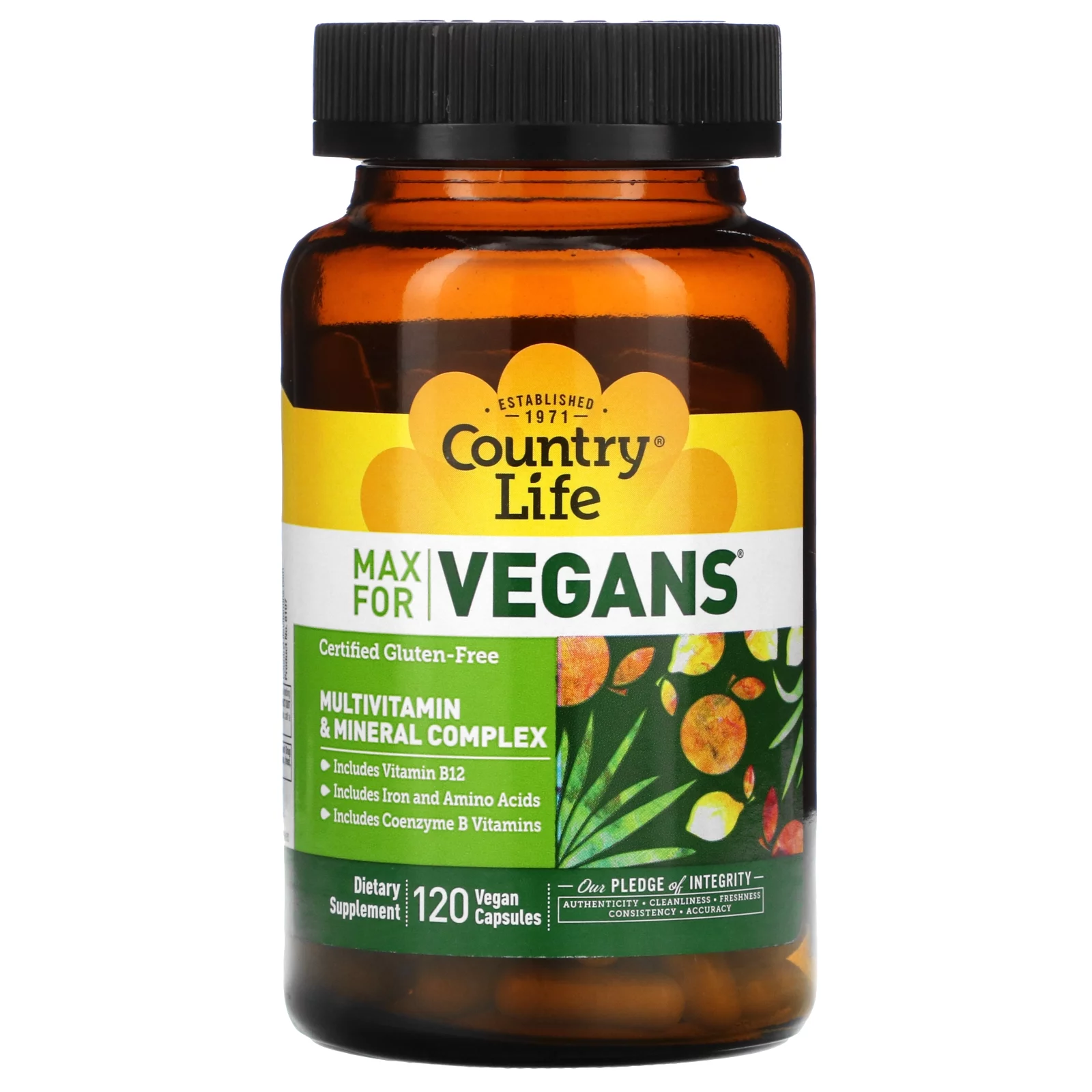 Max for Vegans, Multivitamin & Mineral Complex, 120 Vegan Capsules, Country Life