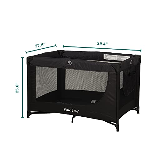 Pamo Babe Portable Crib Baby Playpen with Mattress and Carry Bag (Grey)
