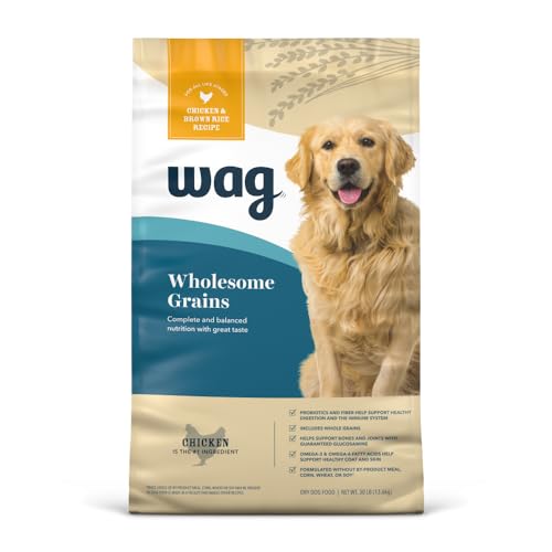 Amazon Brand – Wag Dry Dog Food, Salmon and Brown Rice, 30 lb Bag (Pack of 1)