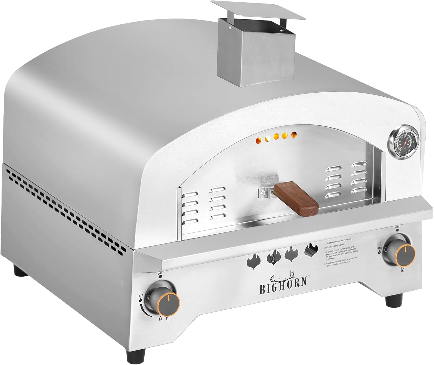 BIG HORN OUTDOORS Gas Pizza Oven Countertop Stainless Steel Propane Pizza Oven with 13