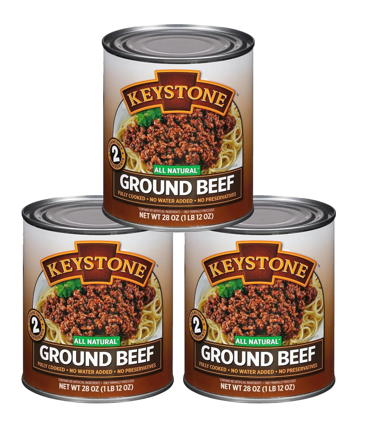 All Natural Ground 28 Ounce Long Term Emergency Survival Food Canned Meat | Fully Cooked Ready To Eat | Gluten Free Family Pack Of 3