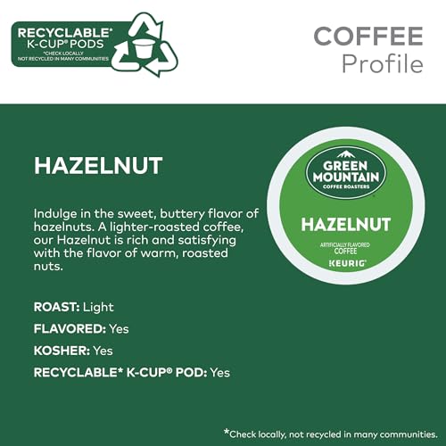 Green Mountain Coffee Roasters Hazelnut Coffee, Keurig Single-Serve K-Cup pods, Light Roast, 96 Count