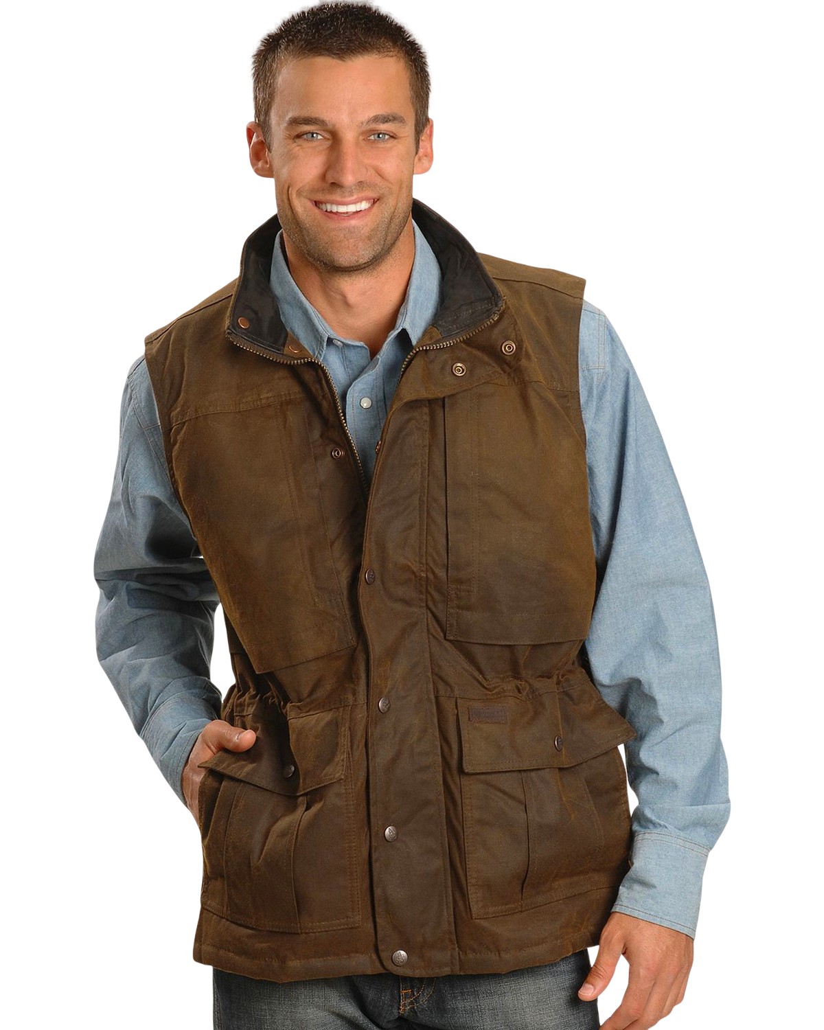 Outback Trading Co Men's Deer Hunter Oilskin Vest Brown Medium