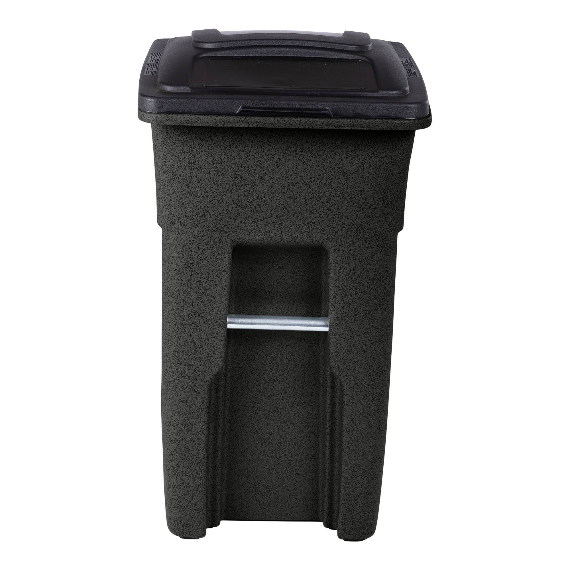 Toter 32 gal. Blackstone Trash Can with Quiet Wheels and Attached Lid