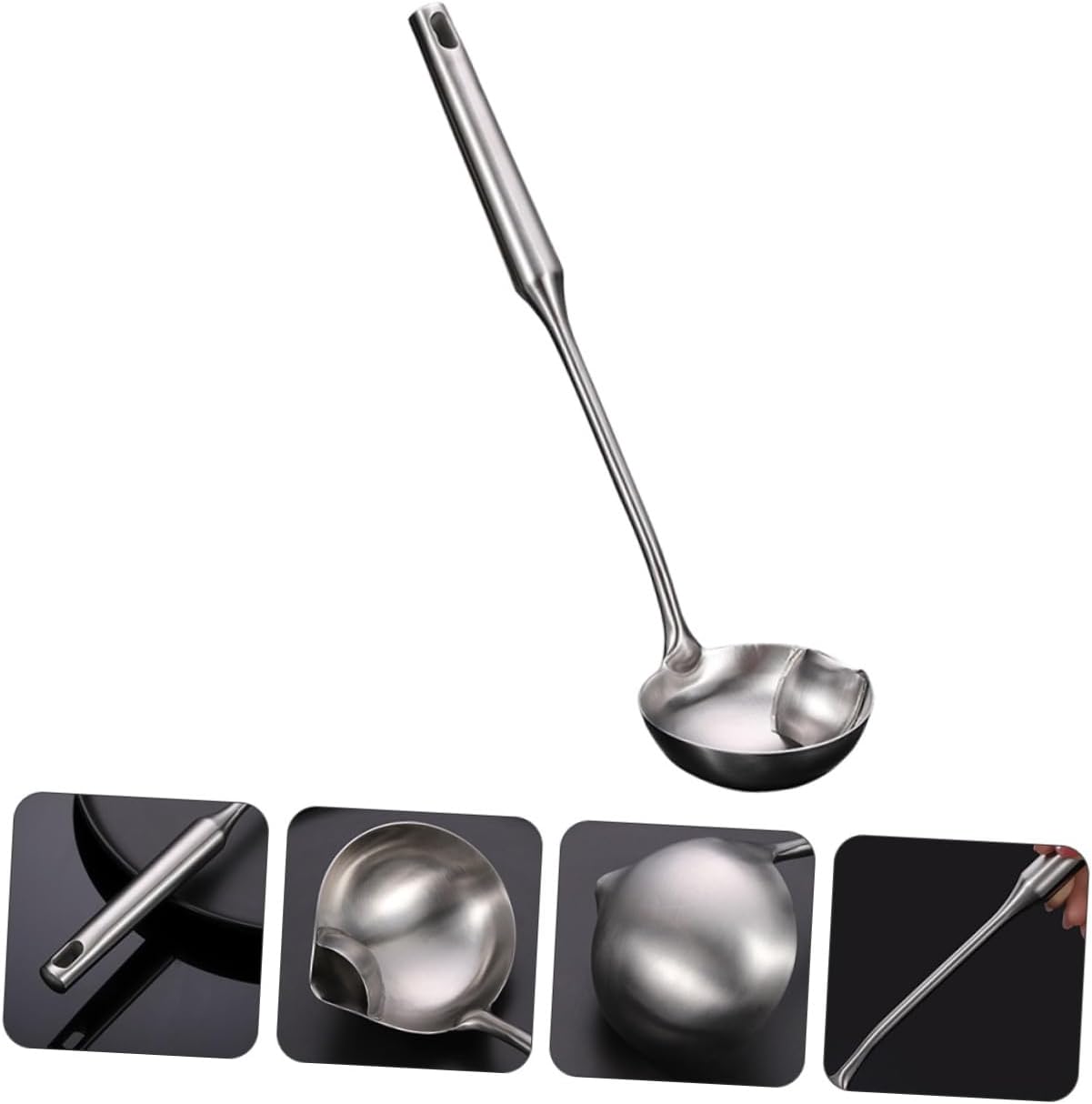 1pc Stainless Steel Oil Spoon Long Handle Scoop Fat Separator Soup Colander Spoon Metal Spoons Japan Food Metal Colander Oil Separator Spoon Kitchen Fine Mesh Grease
