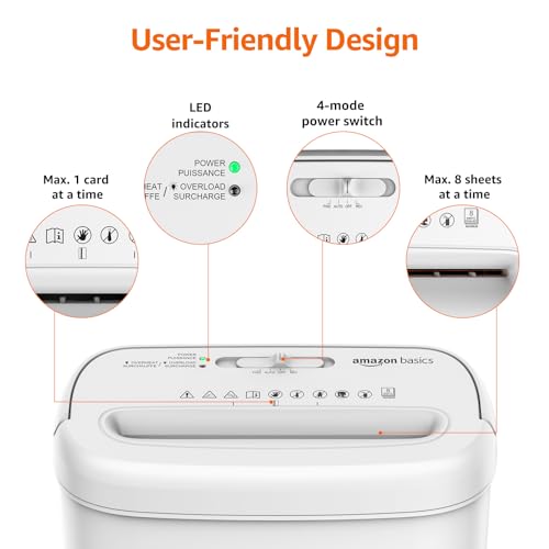 Amazon Basics 8-Sheet Cross Cut Paper Shredder and Credit Card Shredder - Black