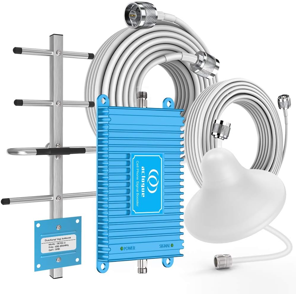 ATT Phone Signal Booster 5G 4G LTE Home Cell Phone Signal Booster 700MHz Band 12/17 FDD Cell Signal Repeater Amplifier Antenna Kits, Boosts 5G 4G LTE, Covers up to 4,500 Sq.Ft, FCC Approved (Blue)