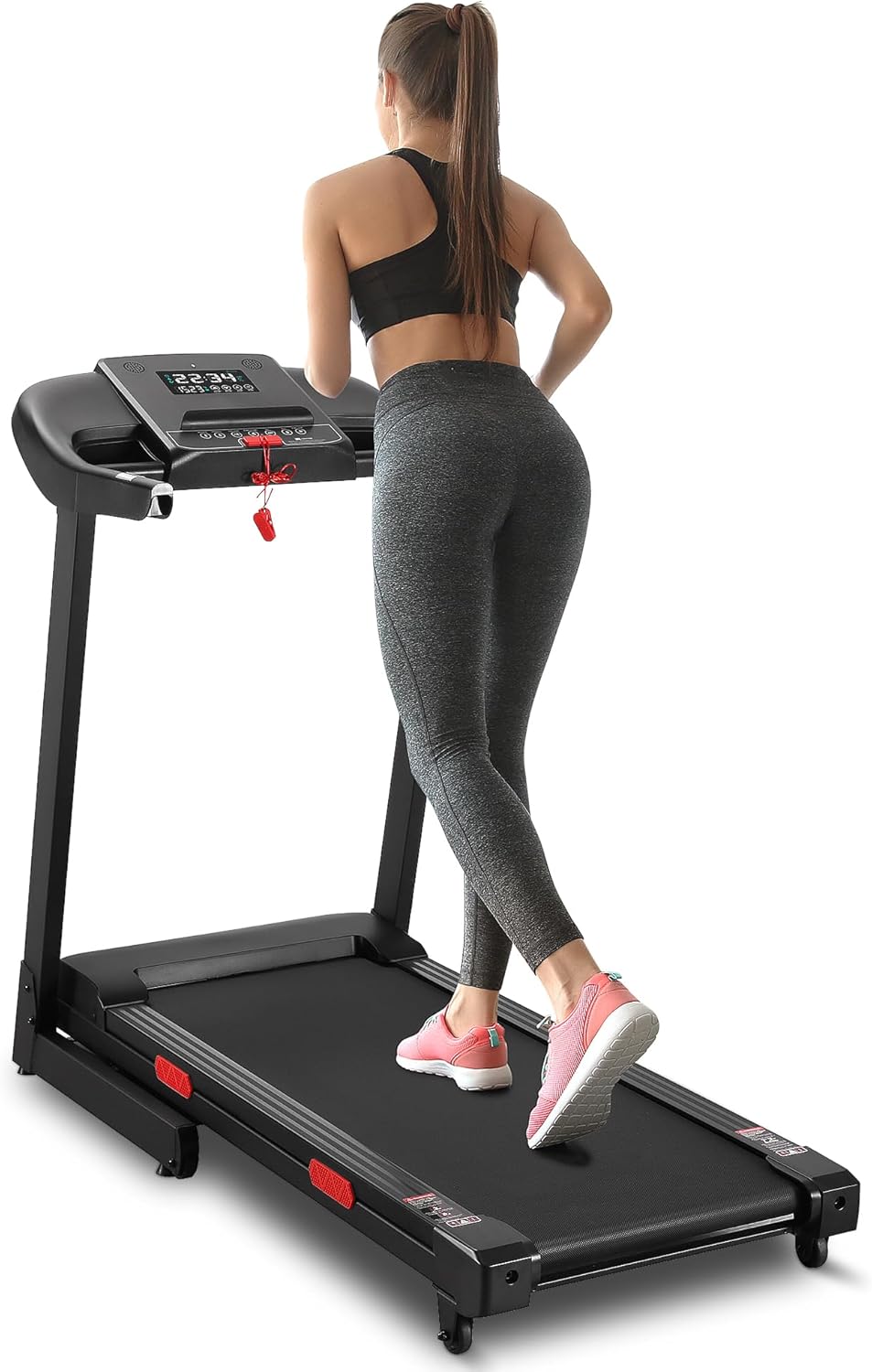 Treadmill with 15% Auto Incline 17.5'' Foldable Treadmill with Bluetooth Speaker Control Treadmill with Incline 5 Pre-Set Training Programs LCD Monitor 8.5 MPH Treadmills for Home Office Gym Use