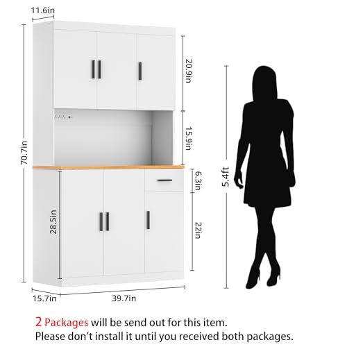 Black Kitchen Pantry Cabinet, 71