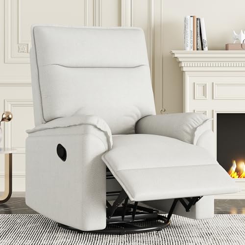 Swivel Rocker Recliner Chair, Manual Glider Recliner, 360 Degree Swivel Reclining Sofa Chair with Adjustable Backrest for Living Room, Apartment，Beige