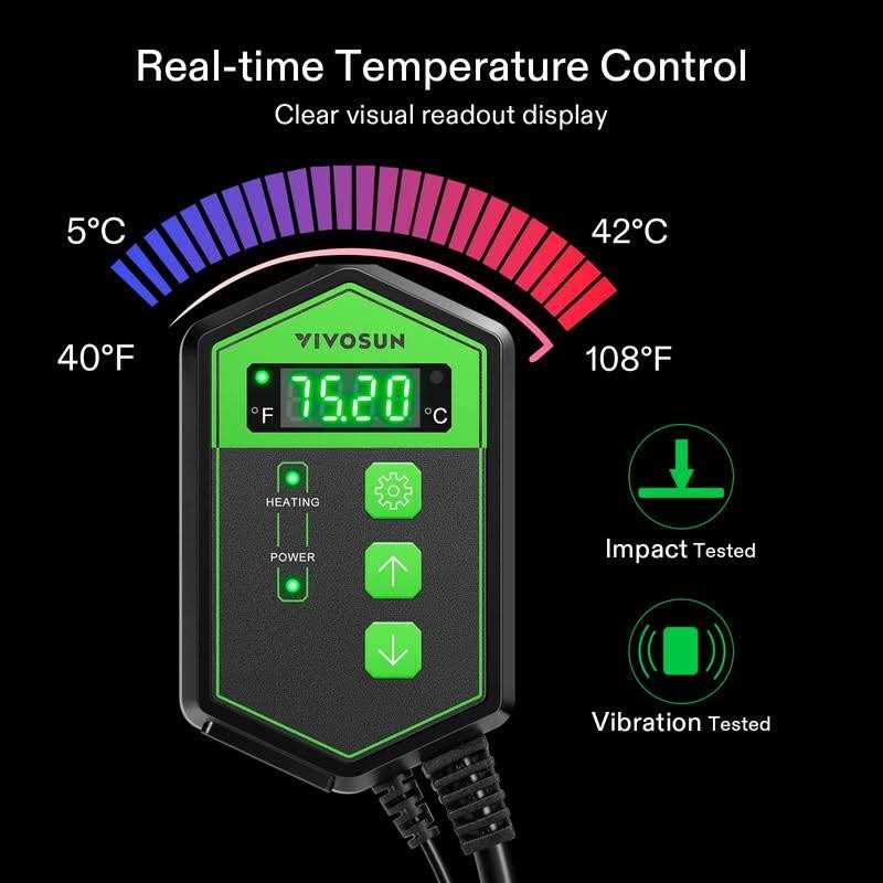 VIVOSUN Digital Heat Mat Thermostat Temperature Controller 40-108 oF 1000W for Reptiles - Pet Supplies online store