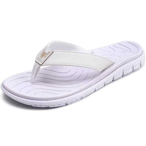 KuaiLu Women's Non-Slip Casual Arch Support Flip Flops Comfortable Summer Beach Thong Sandals